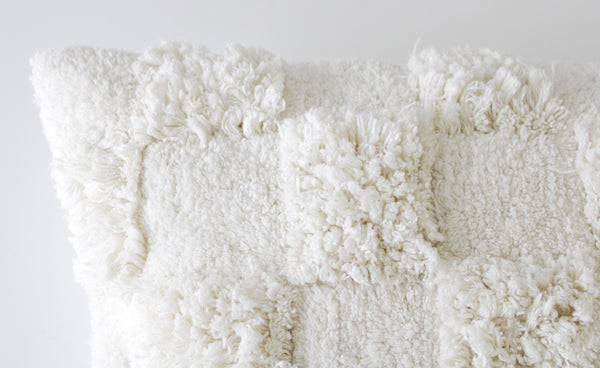 white soft shag texture checker checkered checkerboard neutral pillows