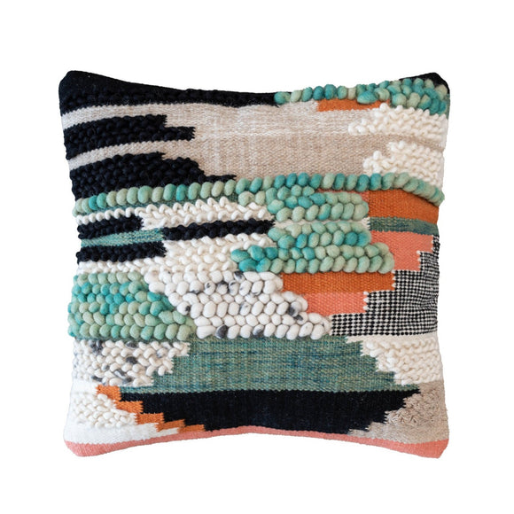 casa boho throw pillow oversized throw pillow decorative throw pillow boho pillow bohemian pillow wool pillow cushion cover green sage pink orange black white tan colorful large throw pillow 24x24 throw pillow