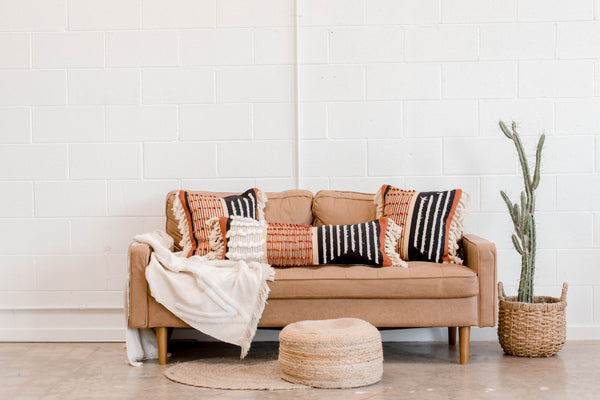 CASA BOHO BOHEMIAN MID CENTURY MODERN RETRO RUSTIC FARMHOUSE ECLECTIC STYLE EXTRA LONG LUMBAR PILLOW LONG CUSHION COVER PILLOWCASE SHAM WOOL COTTON TRENDY HOME DECOR STYLING DECORATIVE THROW PILLOW LIVING ROOM SOFA COUCH ACCENT CHAIR NURSERY CRIB BEDROOM BED BLACK ORANGE RUST WHITE TAN BEIGE TASSELS FRINGE POPCORN