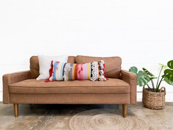Casa Boho decorative lumbar pillow cover bohemian lumbar pillow decorative throw pillow fringe pillow colorful pillow rainbow pillow tassels pillow boho chic style boho bedroom living room decor boho home decor trendy decor modern decor midcentury modern eclectic decor