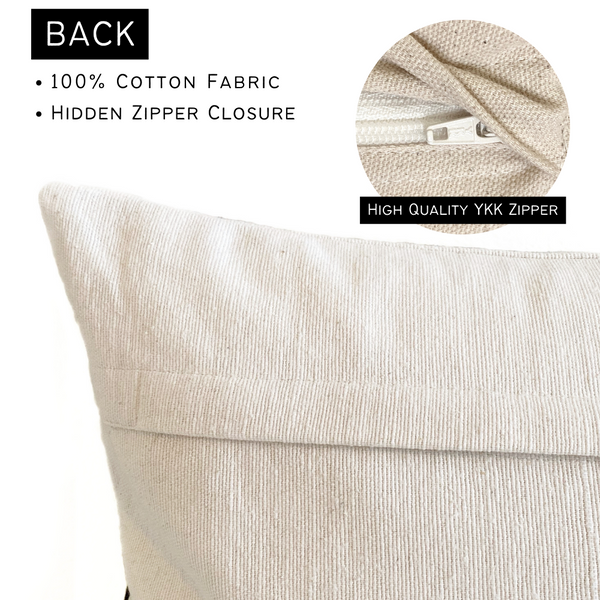 Casa Boho lumbar pillow black and white monochrome decor mudcloth mud cloth pillow geometric designs aztec indian tribal long lumbar pillow long pillow simplistic home minimalist home simple design neutral colors black pillow black decor black and white decor modern boho bohemian nordic decorations nordic home japandi style bedroom living room sofa couch woven nook bolster pillow african mud cloth