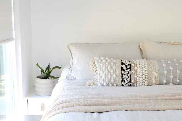 casa boho decor pillow covers lumbar throw pillow decorative lumbar pillow cover boho lumbar pillow boho long pillow cover neutral decor textured pillow with texture fringe pillow tassels pillow with fringe and texture neutral colors neutral home black gray beige cream white boucle cotton wool boho home decor bedroom decor boho bedroom decor bohemian bedroom decor boho home decor long lumbar pillow for bed long pillow for bed