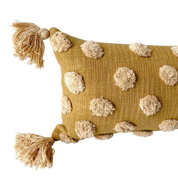 casa boho bohemian decorative lumbar pillow cover 12x35 inches long lumbar tassels pom poms brown camel tan shabby chic home decor throw pillow cushion toss pillow bolster pillow