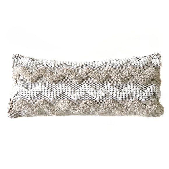 Small Lumbar Pillow cover, Bohemian pillow, Turkish pillow, Ivory color,  8x16 in