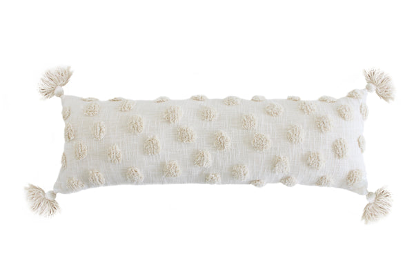 decorative lumbar pillow cover fringe dot pillow long lumbar pillow boho pillow cover cream decorative pillow cream decor neutral home decor long boho pillow for bed dot pillow pom pom pillow boho home decor bohemian home decor decorative boho pillow cover with pom poms 