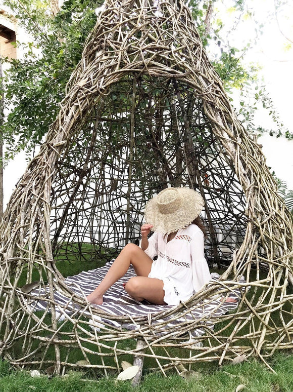 casa boho accessories hat wide brim straw seagrass woven handmade instagram beach vacation travel adjustable size