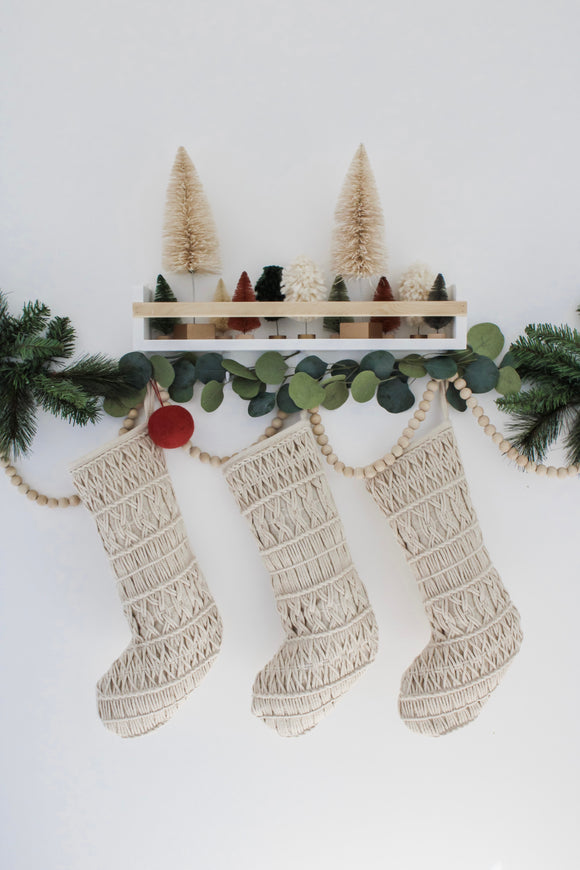 casa boho Christmas stockings neutral holiday stockings neutral Christmas decor neutral Christmas stockings boho Christmas decor bohemian Christmas stockings farmhouse holiday decorations macrame knit woven cream beige holiday decorations